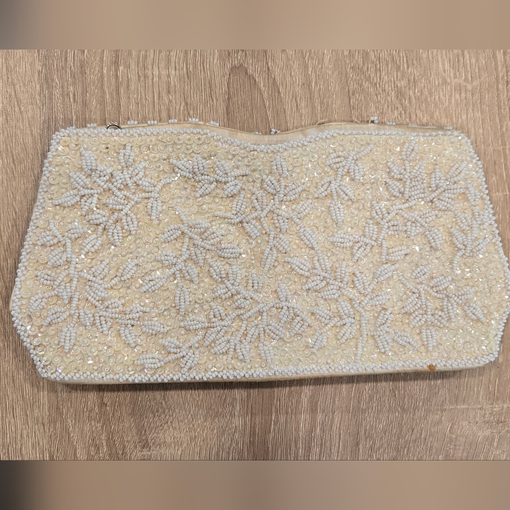 Vintage Hand-Beaded Fabric Clutch